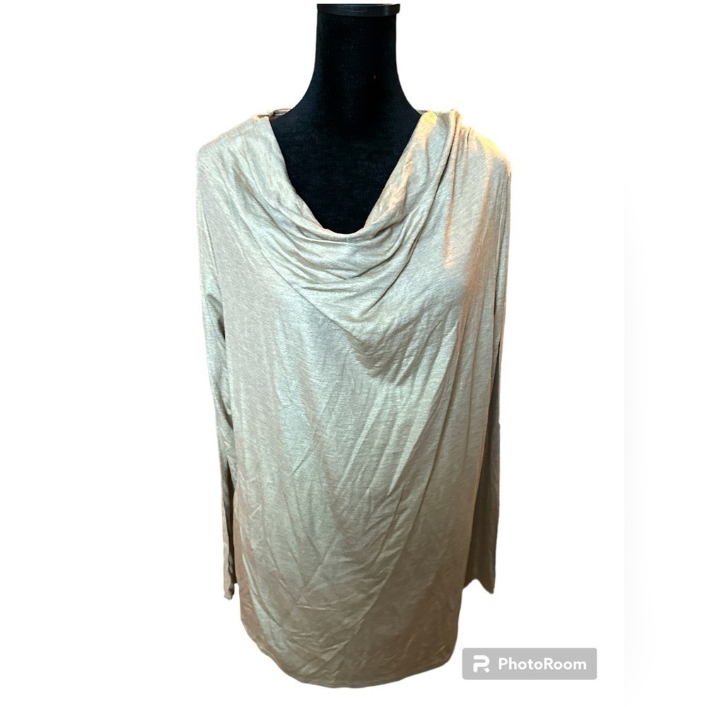 Jane & Delancey Women's Drape Neck Long Sleeve Rayon Shimmer Blouse Size XL Gold